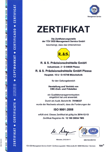 Qualit�tsmanagement-System-Zertifizierung nach ISO 9001: 2000