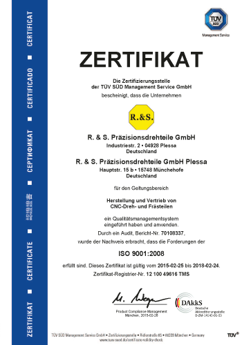 Qualit�tsmanagement-System-Zertifizierung nach ISO 9001: 2008